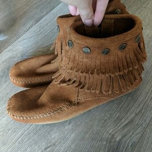 Minnetonka Suede Fringe Ankle Boot